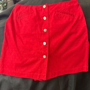 Stylish Red Button-Front Women's Skort